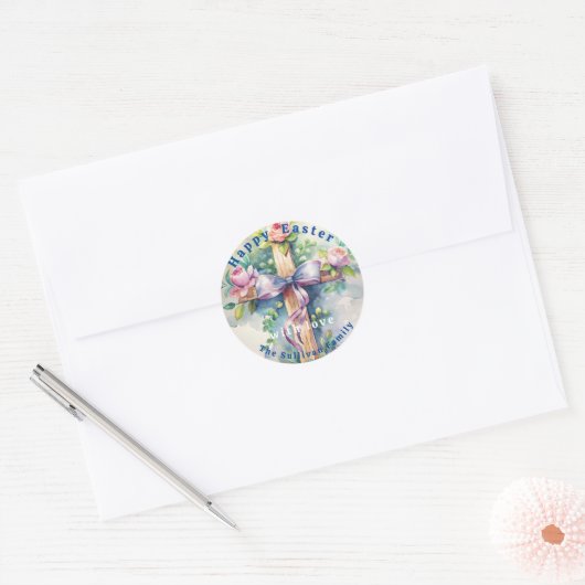 Paaskerk Kruisbloemen. Ronde Sticker (Envelop)