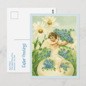  paaskers en bloemen briefkaart (Voorkant / Achterkant)