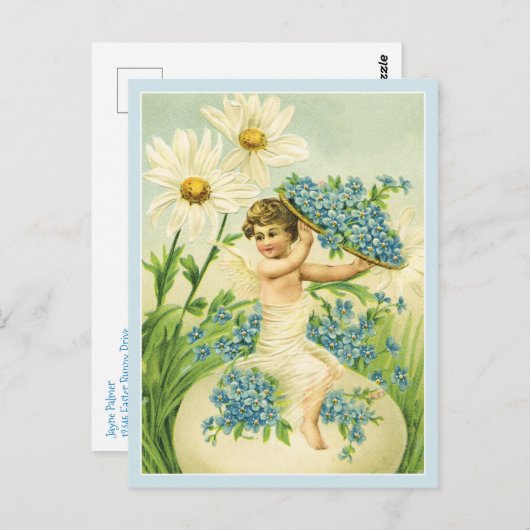 paaskers en bloemen briefkaart (Voorkant / Achterkant)