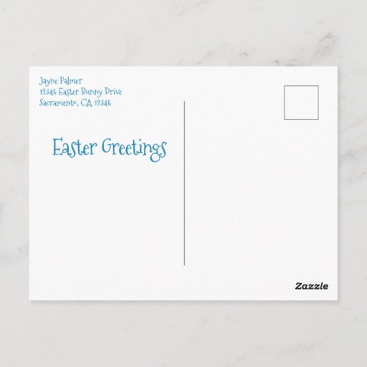  paaskers en bloemen briefkaart (Achterkant)