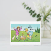  paaskind Bunny Chick  Briefkaart (Staand voorkant)
