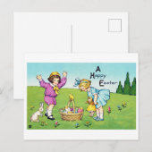  paaskind Bunny Chick  Briefkaart (Voorkant / Achterkant)