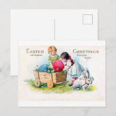  paaskind Bunny Egg Briefkaart (Voorkant / Achterkant)