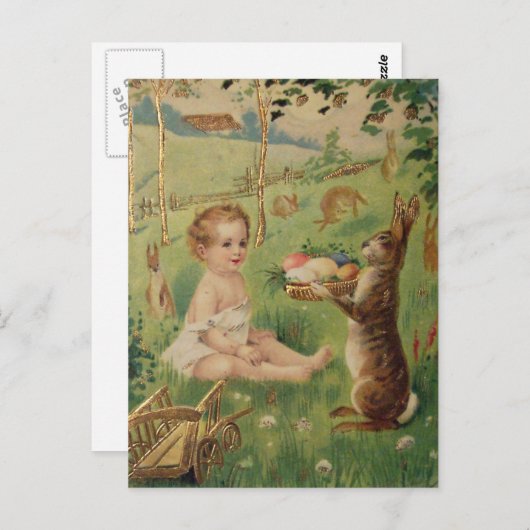 paaskind en konijn briefkaart (Voorkant / Achterkant)