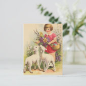 paaskind en lammeren briefkaart (Staand voorkant)