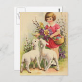 paaskind en lammeren briefkaart (Voorkant / Achterkant)