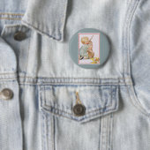 paaskind met Bunny Rabbit Ronde Button 5,7 Cm (In situ)