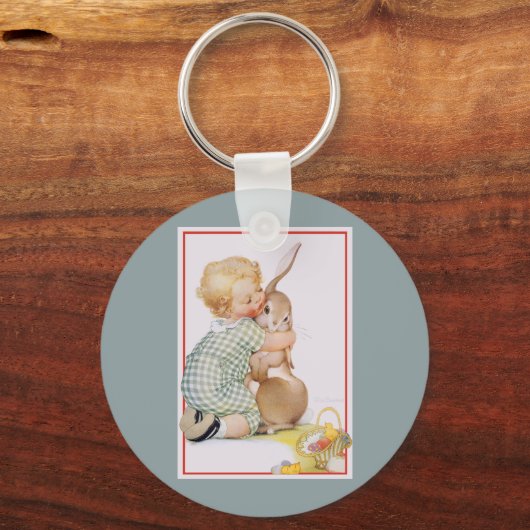  paaskind met Bunny Rabbit Sleutelhanger (Voorkant)