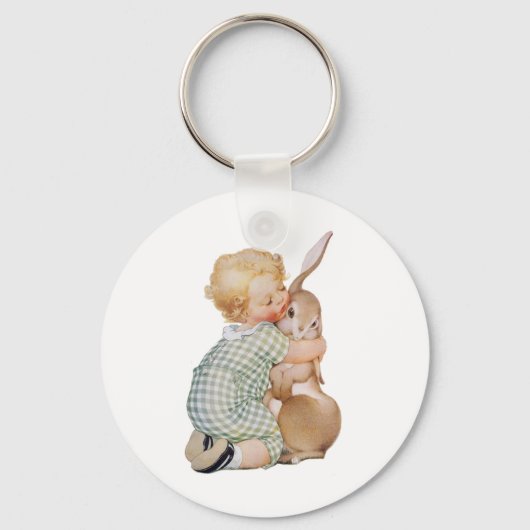  paaskind met Bunny Rabbit Sleutelhanger (Voorkant)