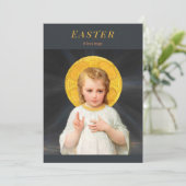 Paaskind met de zegen van CC1213 Émile Munier Feestdagenkaart (Staand voorkant)