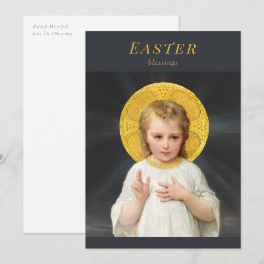 Paaskind met de zegen van CC1213 Émile Munier Feestdagenkaart (Voorkant / Achterkant)