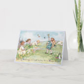  paaskinderen en paashaas feestdagen kaart (Voorkant)