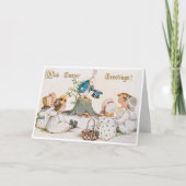  paaskinderen en paashaas feestdagen kaart (Voorkant)