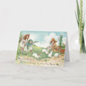  paaskinderen en paashaas feestdagen kaart (Voorkant)