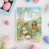  paaskinderen en paashaas feestdagen kaart