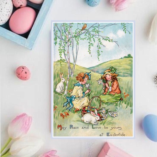  paaskinderen en paashaas feestdagen kaart