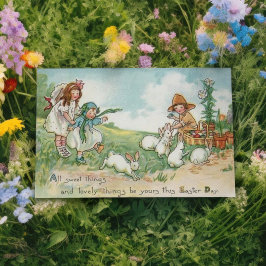 paaskinderen en paashaas feestdagen kaart