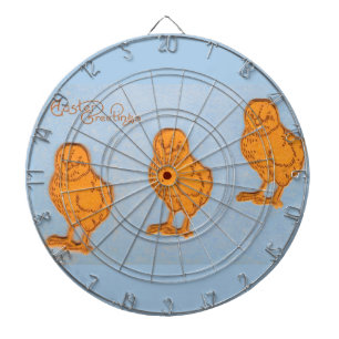 Paaskinderen in blauw dartbord