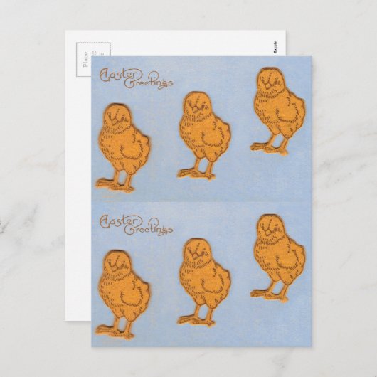 Paaskinderen in blauw feestdagenkaart (Voorkant / Achterkant)