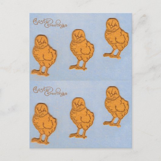 Paaskinderen in blauw feestdagenkaart (Voorkant)