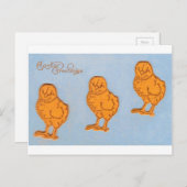 Paaskinderen in blauw feestdagenkaart (Voorkant / Achterkant)