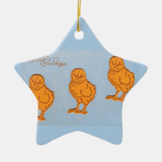 Paaskinderen in blauw keramisch ornament (Voorkant)