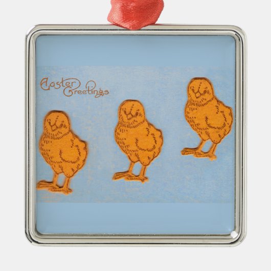 Paaskinderen in blauw metalen ornament (Voorkant)