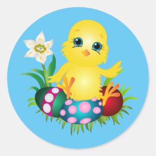 Paaskip achtergrond ronde sticker