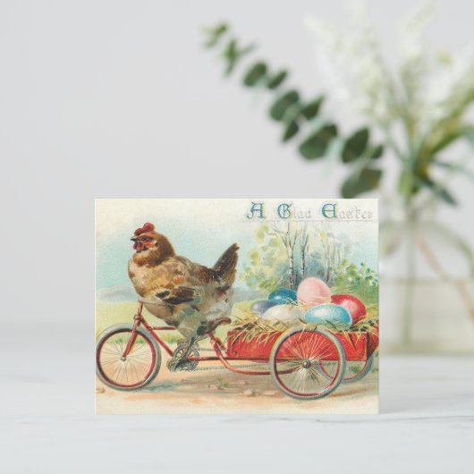 paaskip die een fietsenpaaseieren bestuurt briefkaart (Staand voorkant)