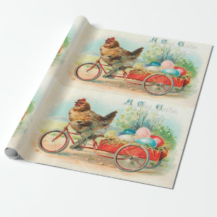 paaskip die een fietsenpaaseieren bestuurt cadeaupapier