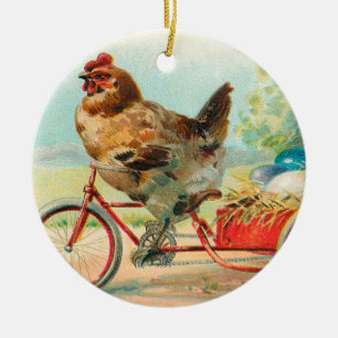 paaskip die een fietsenpaaseieren bestuurt keramisch ornament