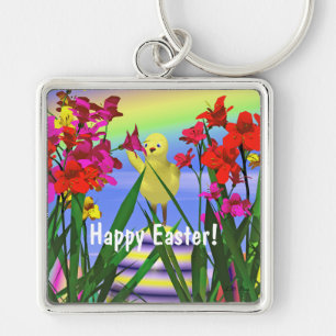 Paaskip en -bloemen sleutelhanger