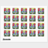 Paaskip en -bloemen vierkante sticker (Vel)