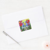 Paaskip en -bloemen vierkante sticker (Envelop)