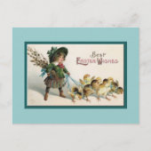  paaskip en meisje op straat feestdagenkaart (Voorkant)