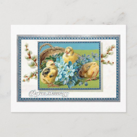 paaskip en vergeet-me-nots briefkaart (Voorkant)