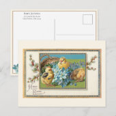  paaskip en vergeet-me-nots briefkaart (Voorkant / Achterkant)