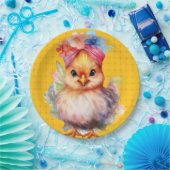 Paaskip geel 1 papieren bordje (Feest)