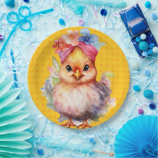 Paaskip geel 1 papieren bordje (Feest)