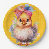 Paaskip geel 1 papieren bordje (Voorkant)