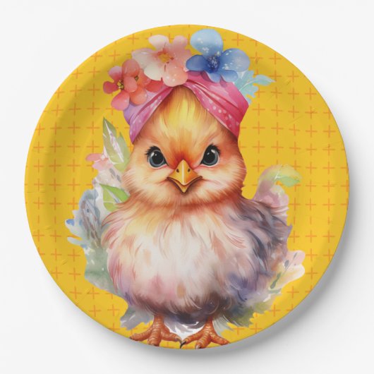 Paaskip geel 1 papieren bordje (Voorkant)