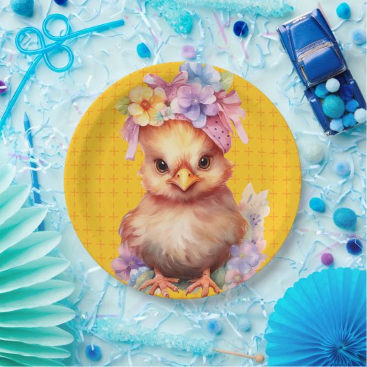 Paaskip geel 1 papieren bordje (Feest)