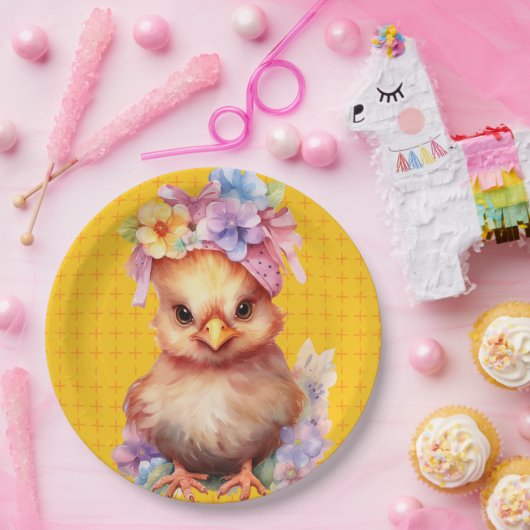 Paaskip geel 1 papieren bordje (Feest)