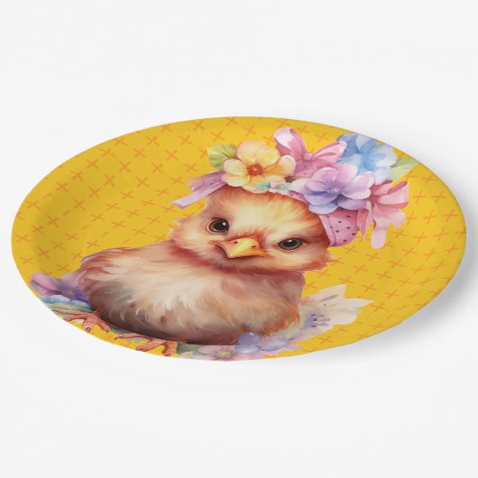 Paaskip geel 1 papieren bordje (Gekanteld)