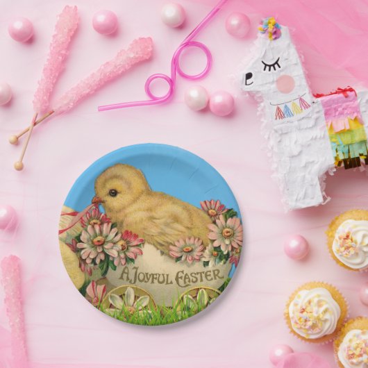  paaskip met blauwe hemel en paaseieren papieren bordje (Feest)