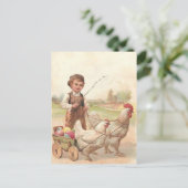 paaskippen en jongen briefkaart (Staand voorkant)