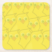Paaskippen Helder Geel Cartoon Patroon Kartonnen Onderzetters (Voorkant)