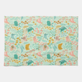 Paaskippen, konijntjes en bloemen patroon theedoek (Horizontaal)