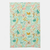 Paaskippen, konijntjes en bloemen patroon theedoek (Verticaal)