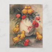  paaskippen met Red Tulip Flowers Feestdagenkaart (Voorkant)